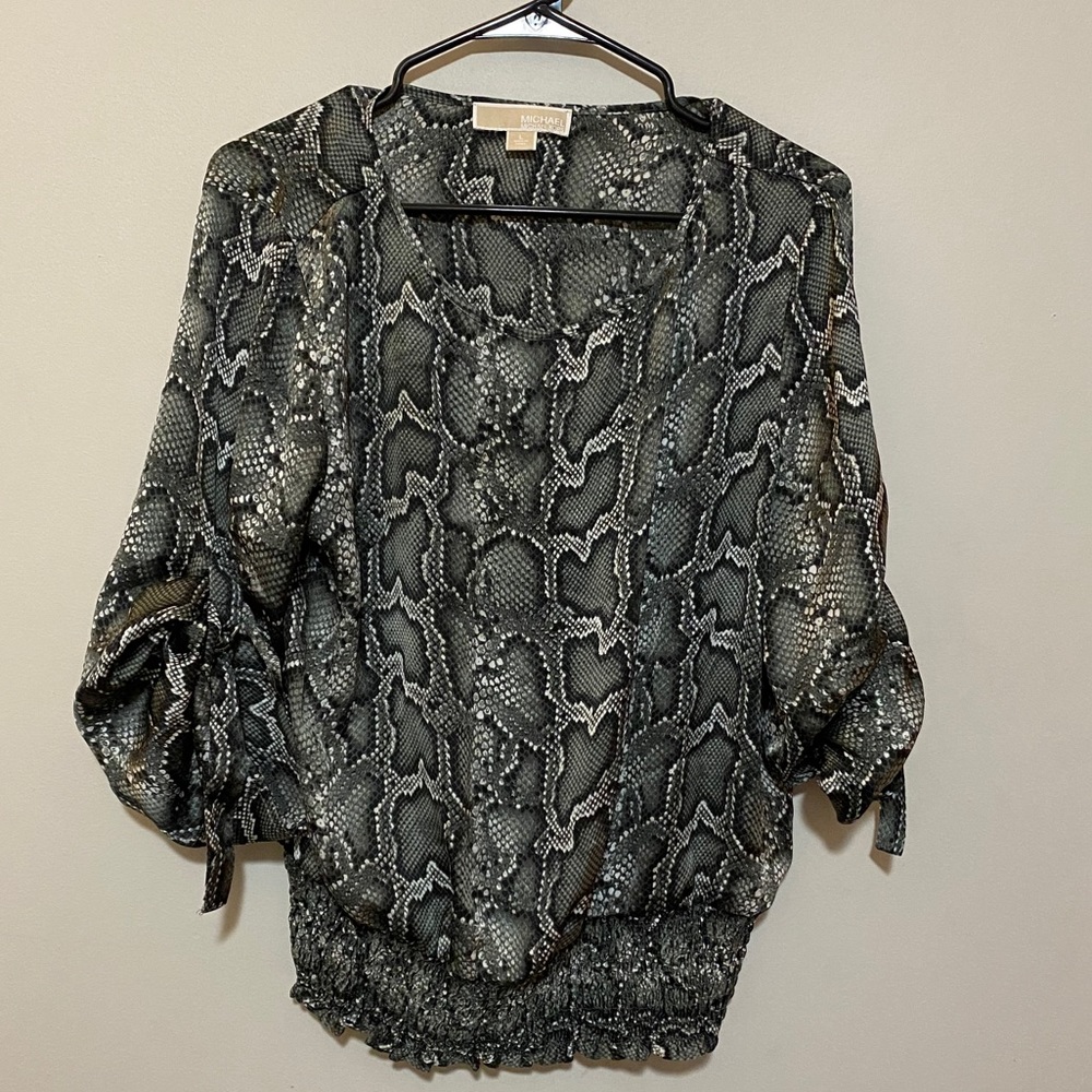 Michael Kors Snake Print Blouse Lg